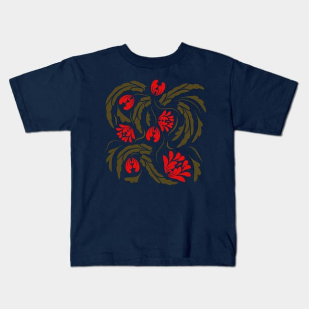 Folk flowers floral art print Flowers abstract art Kids T-Shirt by Eskimos